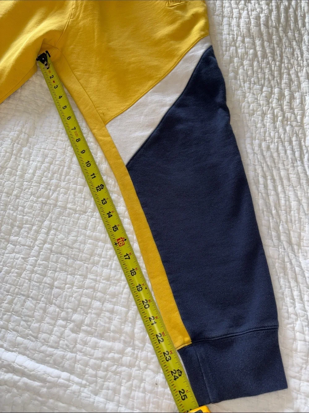 Nike EUC Sweat Pants Navy Yellow Colorblock Design L